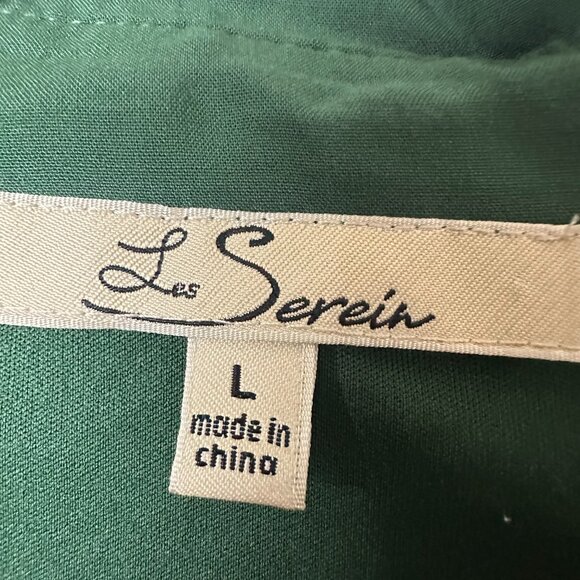 LES SEREIN blouse top sz L button up green lace collared fairy grunge whimsigoth - Picture 5 of 6